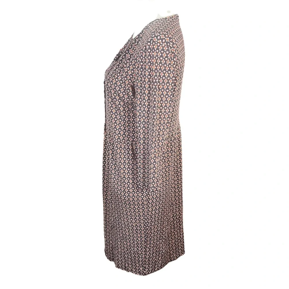 Tory‎ Burch Silk Jersey Dress Women Small Navy Orange Geometric Keyhole 22152495